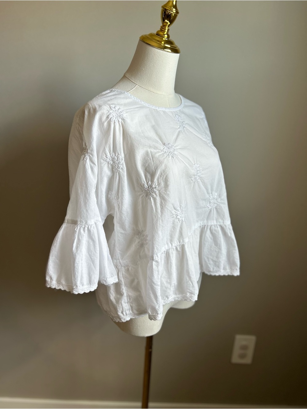 Boho Women’s White Embroidered Bell Sleeve Top festival summer coachella coastal